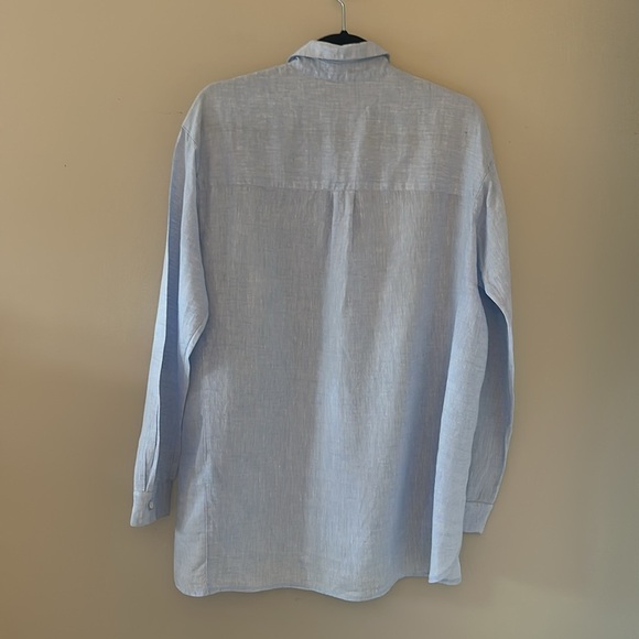 J. McLaughlin Womens Light Blue Fallon 100% Linen Popover Tunic Top Sz Small - Picture 6 of 12